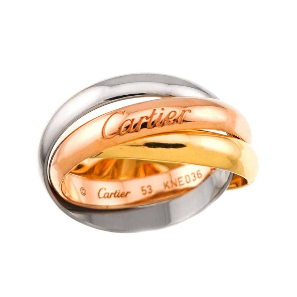 Cartier Trinity Ring #53 MM 18K YG WG PG Triple Band Three Gold Color 750